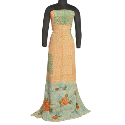 Sanskriti Vintage Sarees Multi Pure Crepe Silk Printed Sari Soft Craft Sustainable Fabric