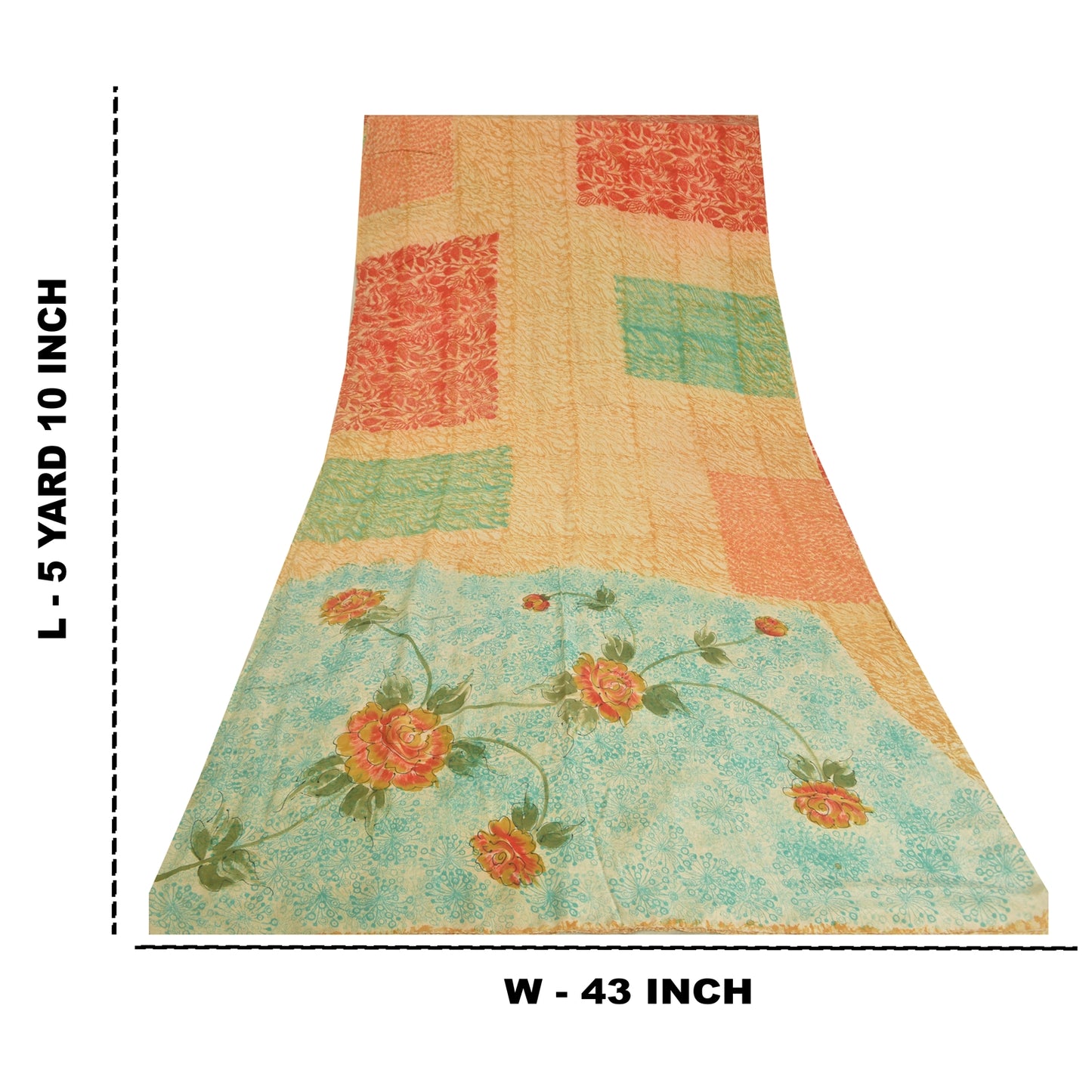 Sanskriti Vintage Sarees Multi Pure Crepe Silk Printed Sari Soft Craft Sustainable Fabric