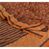 Sanskriti Vintage Sarees Red/Orange Pure Crepe Silk Printed Sari Craft Sustainable Fabric