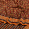 Sanskriti Vintage Sarees Red/Orange Pure Crepe Silk Printed Sari Craft Sustainable Fabric