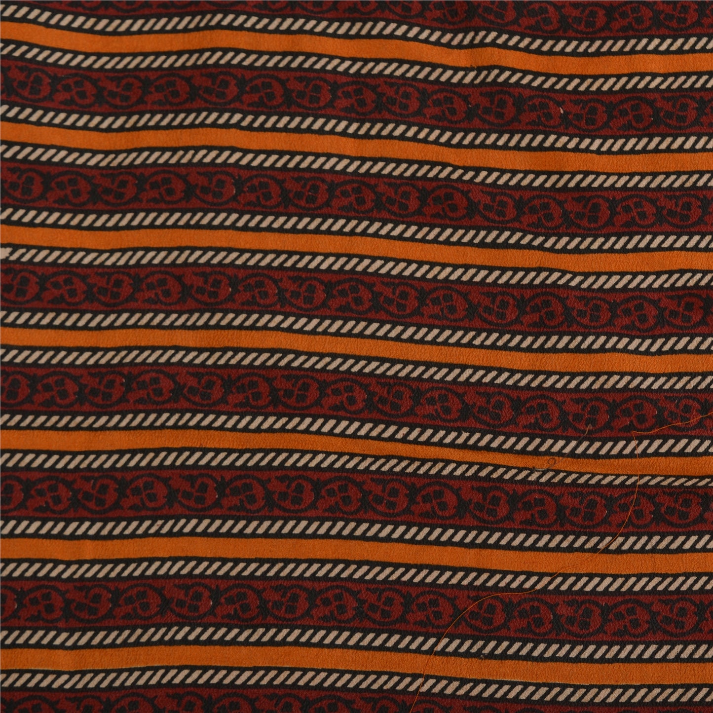 Sanskriti Vintage Sarees Red/Orange Pure Crepe Silk Printed Sari Craft Sustainable Fabric