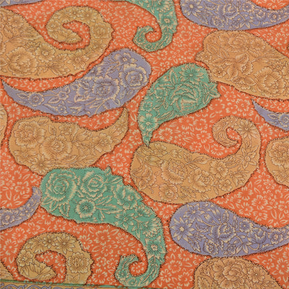 Sanskriti Vintage Sarees Multi Pure Crepe Silk Printed Sari Soft Craft Sustainable Fabric