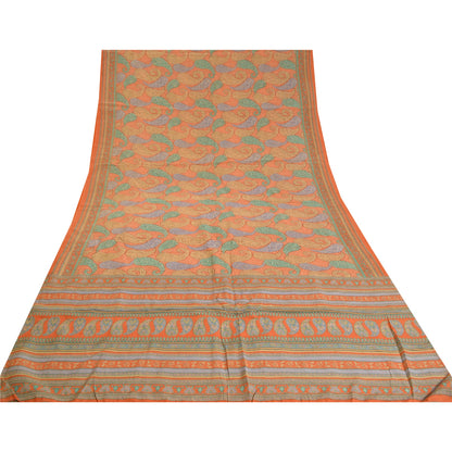 Sanskriti Vintage Sarees Multi Pure Crepe Silk Printed Sari Soft Craft Sustainable Fabric