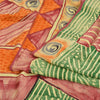 Sanskriti Vintage Sarees Green 100% Pure Crepe Silk Printed Sari Craft Sustainable Fabric