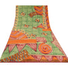 Sanskriti Vintage Sarees Green 100% Pure Crepe Silk Printed Sari Craft Sustainable Fabric