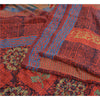 Sanskriti Vintage Sarees Indian Red Pure Crepe Silk Printed Sari Craft Sustainable Fabric