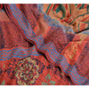 Sanskriti Vintage Sarees Indian Red Pure Crepe Silk Printed Sari Craft Sustainable Fabric