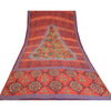 Sanskriti Vintage Sarees Indian Red Pure Crepe Silk Printed Sari Craft Sustainable Fabric