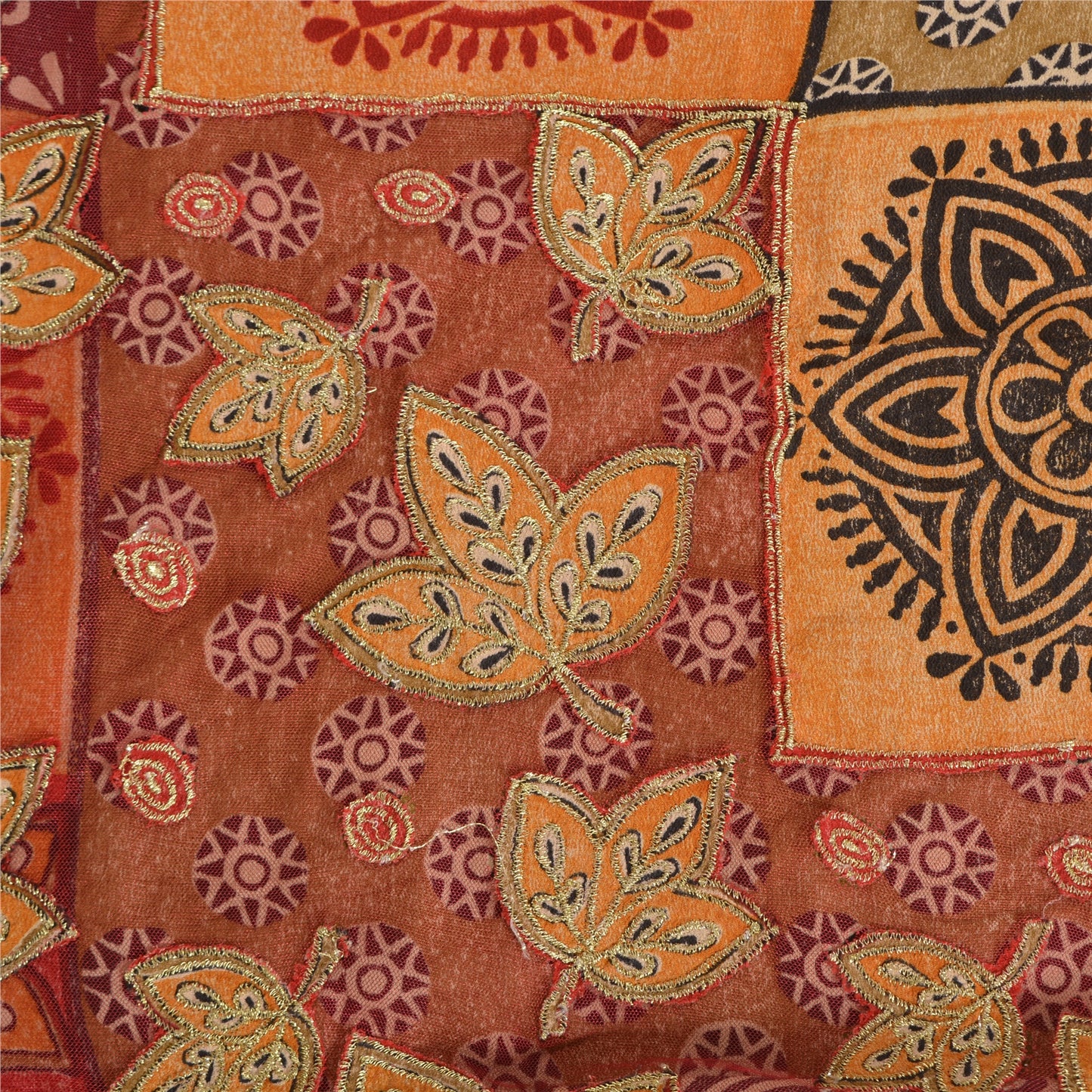 Sanskriti Vintage Sarees Multi Pure Crepe Silk Embroidered Printed Sari Sustainable Fabric