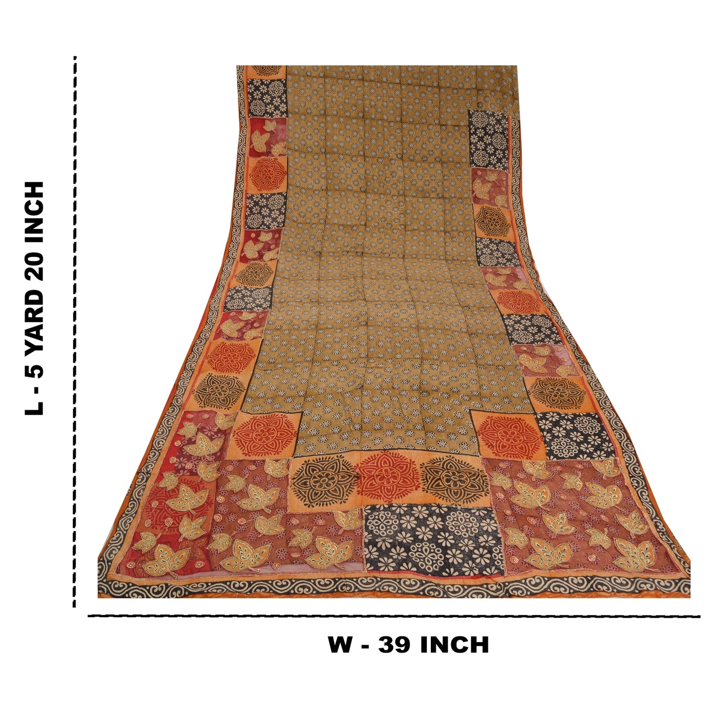 Sanskriti Vintage Sarees Multi Pure Crepe Silk Embroidered Printed Sari Sustainable Fabric