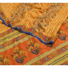 Sanskriti Vintage Sarees Saffron Indian Pure Crepe Silk Print Sari Craft Sustainable Fabric