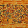 Sanskriti Vintage Sarees Saffron Indian Pure Crepe Silk Print Sari Craft Sustainable Fabric