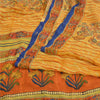 Sanskriti Vintage Sarees Saffron Indian Pure Crepe Silk Print Sari Craft Sustainable Fabric
