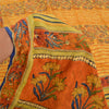 Sanskriti Vintage Sarees Saffron Indian Pure Crepe Silk Print Sari Craft Sustainable Fabric