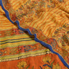 Sanskriti Vintage Sarees Saffron Indian Pure Crepe Silk Print Sari Craft Sustainable Fabric