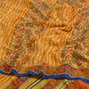 Sanskriti Vintage Sarees Saffron Indian Pure Crepe Silk Print Sari Craft Sustainable Fabric