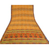 Sanskriti Vintage Sarees Saffron Indian Pure Crepe Silk Print Sari Craft Sustainable Fabric