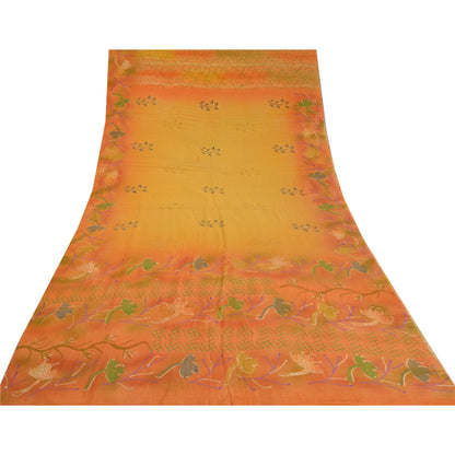 Sanskriti Vintage Sarees Indian Multi Pure Crepe Silk Printed Sari Craft Sustainable Fabric