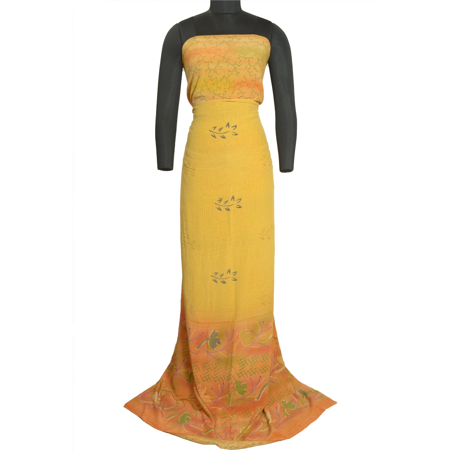 Sanskriti Vintage Sarees Indian Multi Pure Crepe Silk Printed Sari Craft Sustainable Fabric