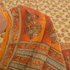 Sanskriti Vintage Sarees Indian Cream Pure Crepe Silk Printed Sari Craft Sustainable Fabric