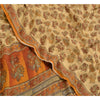 Sanskriti Vintage Sarees Indian Cream Pure Crepe Silk Printed Sari Craft Sustainable Fabric