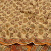 Sanskriti Vintage Sarees Indian Cream Pure Crepe Silk Printed Sari Craft Sustainable Fabric