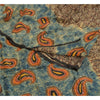 Sanskriti Vintage Sarees Hand Beaded Printed Pure Crepe Silk Sari Craft Sustainable Fabric