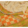 Sanskriti Vintage Sarees Pale-Cream Printed Pure Crepe Silk Sari Craft Sustainable Fabric