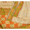 Sanskriti Vintage Sarees Pale-Cream Printed Pure Crepe Silk Sari Craft Sustainable Fabric