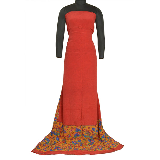 Sanskriti Vintage Sarees Red 100% Pure Crepe Silk Printed Sari Soft Craft Sustainable Fabric