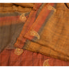 Sanskriti Vintage Sarees Saffron Suzani Hand Embroidered Pure Crepe Sari Sustainable Fabric