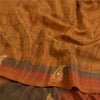 Sanskriti Vintage Sarees Saffron Suzani Hand Embroidered Pure Crepe Sari Sustainable Fabric