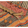 Sanskriti Vintage Sarees Hand Beaded Pure Crepe Silk Printed Sari Craft Sustainable Fabric