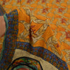 Sanskriti Vintage Sarees Saffron Pure Crepe Silk Floral Print Sari Craft Sustainable Fabric
