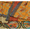 Sanskriti Vintage Sarees Saffron Pure Crepe Silk Floral Print Sari Craft Sustainable Fabric