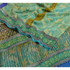 Sanskriti Vintage Sarees Green Pure Crepe Silk Floral Printed Sari Craft Sustainable Fabric