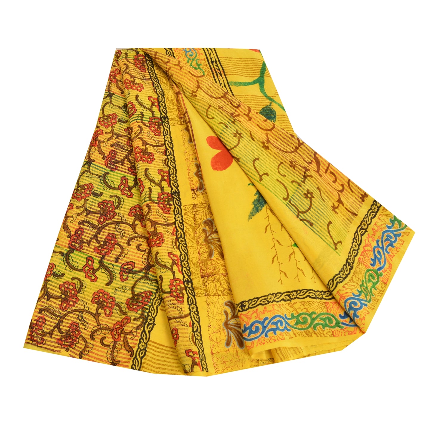 Санскритские винтажные сари индийский желтый чистый креп шелк напечатанный сари ремесло устойчивая ткань