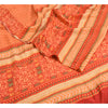 Sanskriti Vintage Sarees Indian Peach Pure Crepe Silk Printed Sari Craft Sustainable Fabric