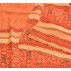 Sanskriti Vintage Sarees Indian Peach Pure Crepe Silk Printed Sari Craft Sustainable Fabric