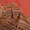 Sanskriti Vintage Sarees Red/Brown Pure Crepe Silk Printed Sari 5yd Craft Sustainable Fabric
