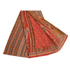 Sanskriti Vintage Sarees Red/Brown Pure Crepe Silk Printed Sari 5yd Craft Sustainable Fabric
