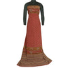 Sanskriti Vintage Sarees Red/Brown Pure Crepe Silk Printed Sari 5yd Craft Sustainable Fabric