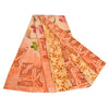 Sanskriti Vintage Sarees Indian Peach Pure Crepe Silk Printed Sari Craft Sustainable Fabric