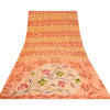 Sanskriti Vintage Sarees Indian Peach Pure Crepe Silk Printed Sari Craft Sustainable Fabric