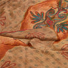 Sanskriti Vintage Sarees Brown 100% Pure Crepe Silk Printed Sari Craft Sustainable Fabric