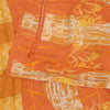 Sanskriti Vintage Sarees Indian Orange Pure Crepe Silk Printed Sari Craft Sustainable Fabric