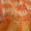 Sanskriti Vintage Sarees Indian Orange Pure Crepe Silk Printed Sari Craft Sustainable Fabric