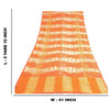 Sanskriti Vintage Sarees Indian Orange Pure Crepe Silk Printed Sari Craft Sustainable Fabric