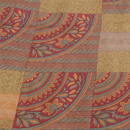 Санскритские винтажные сари из индийского чистого крепированного шелка с принтом, сари для рукоделия, устойчивая ткань