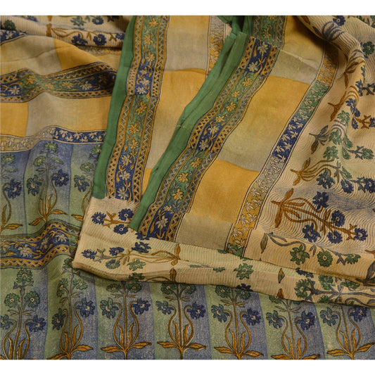 Sanskriti Vintage Multicolor Sarees Pure Crepe Silk Printed Sari Craft Sustainable Fabric